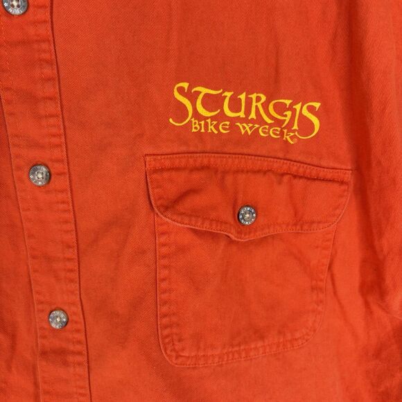 Vintage Sturgis Bike Week Vest, 4XL, Orange, V-Twin Motorcycle Apparel Wolves - Picture 3 of 7